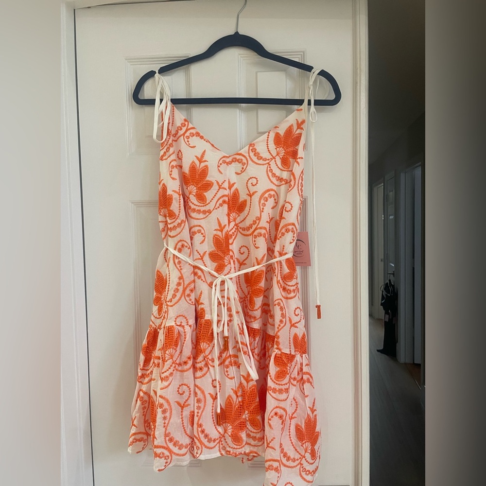 Pookie and Sebastian NWT Orange and White Floral Dress